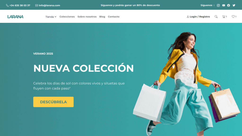 página principal de un ecommerce de moda